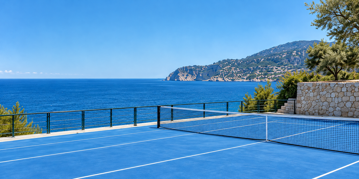 Tennisbana vid havet på Mallorca