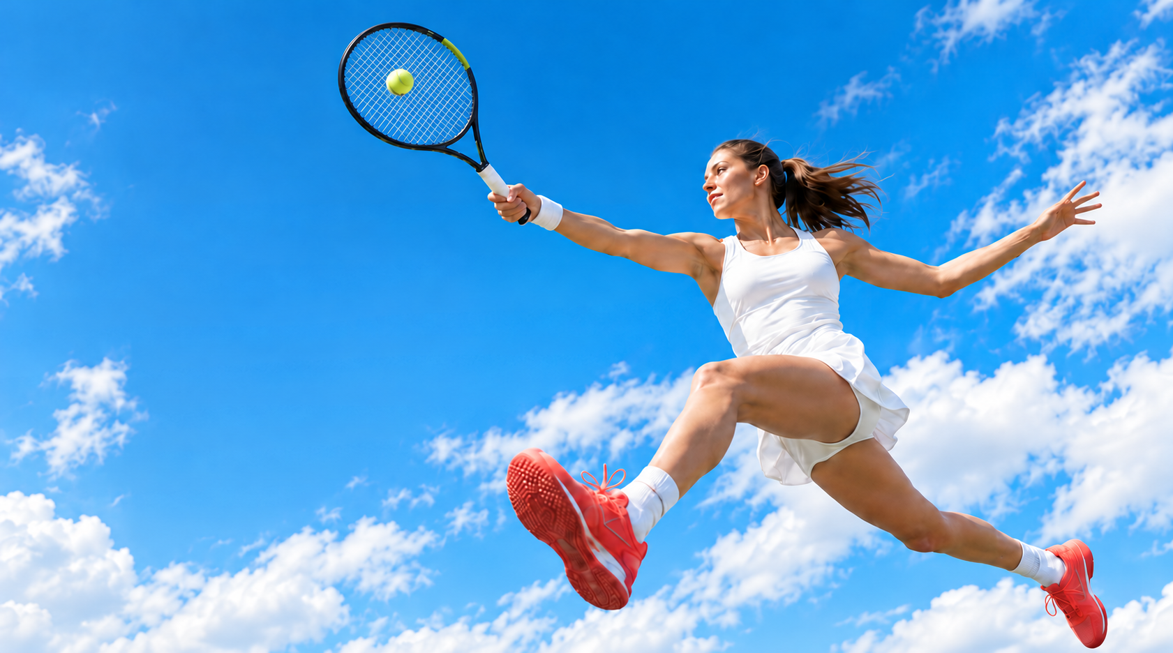 Tennisspelare mot blå himmel, konceptbild